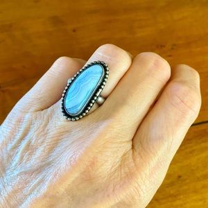 Vintage Native American Sterling Silver and Blue Agate Ring size 6